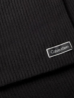 Sjaal met logopatch en ribbelpatroon