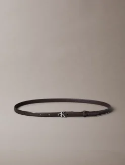 Skinny leren riem met monogram logo