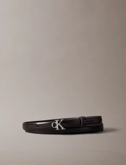 Skinny leren riem met monogram logo