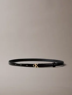 Skinny leren riem met monogram logo