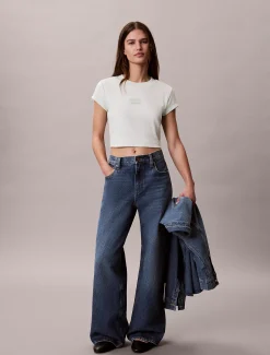Slim cropped T-shirt met logo