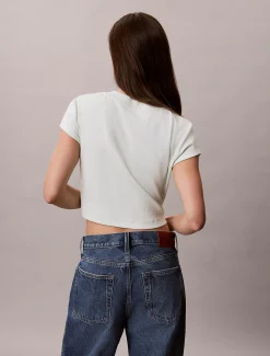 Slim cropped T-shirt met logo