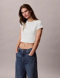 Slim cropped T-shirt met logo