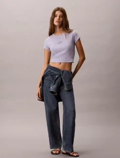 Slim cropped T-shirt met logo