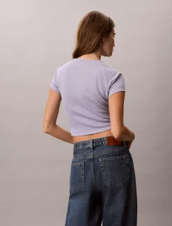 Slim cropped T-shirt met logo