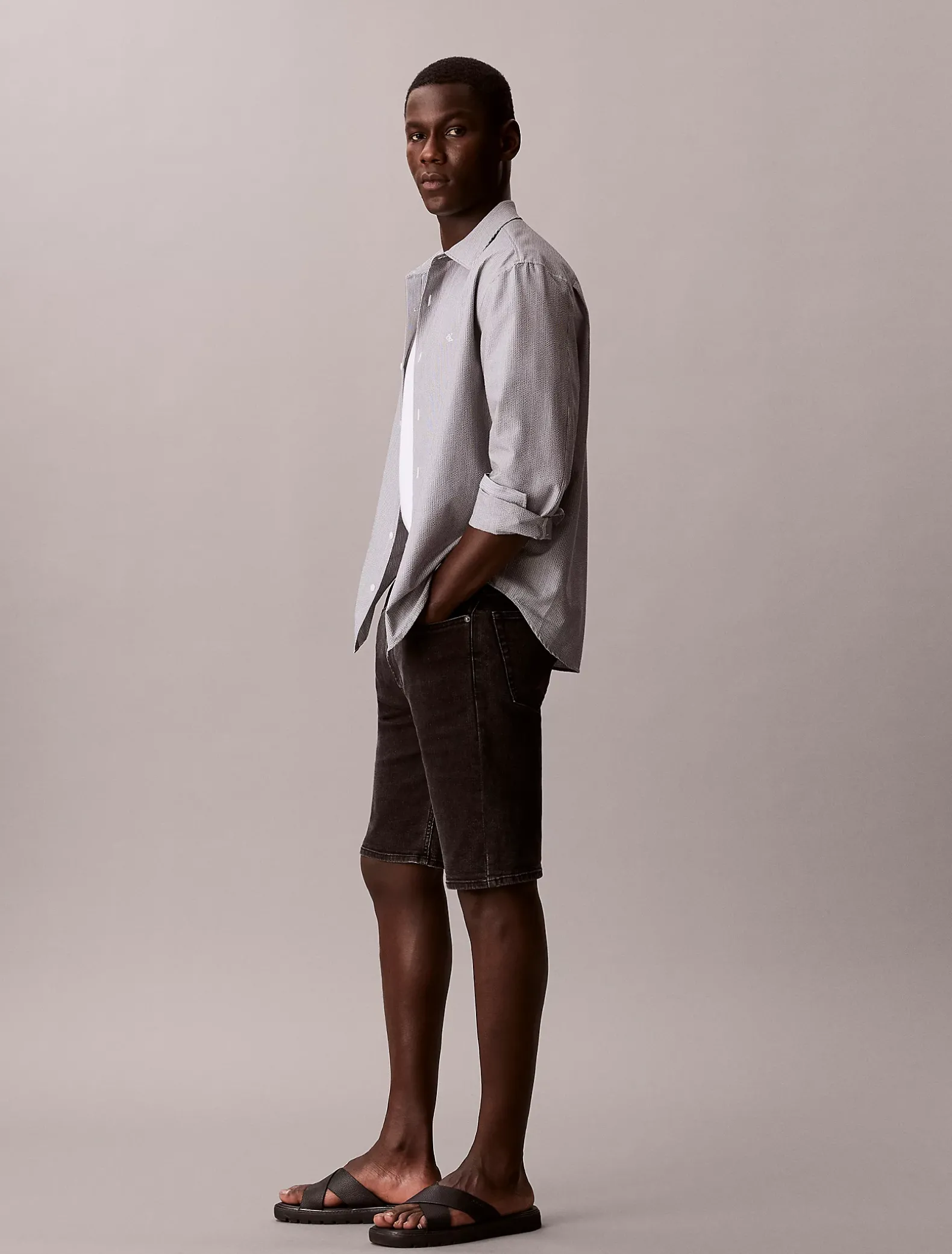 Slim denim korte broek