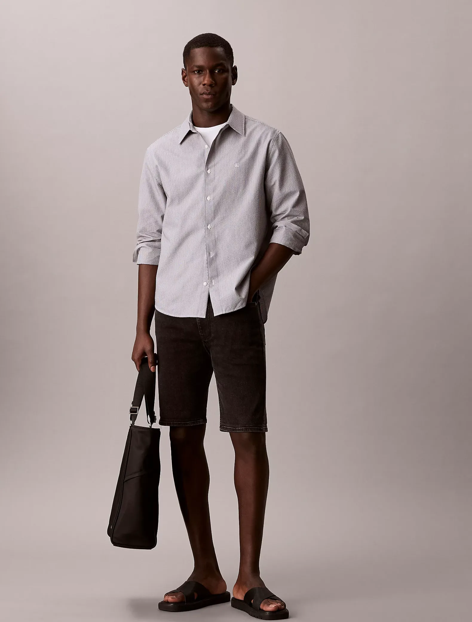 Slim denim korte broek
