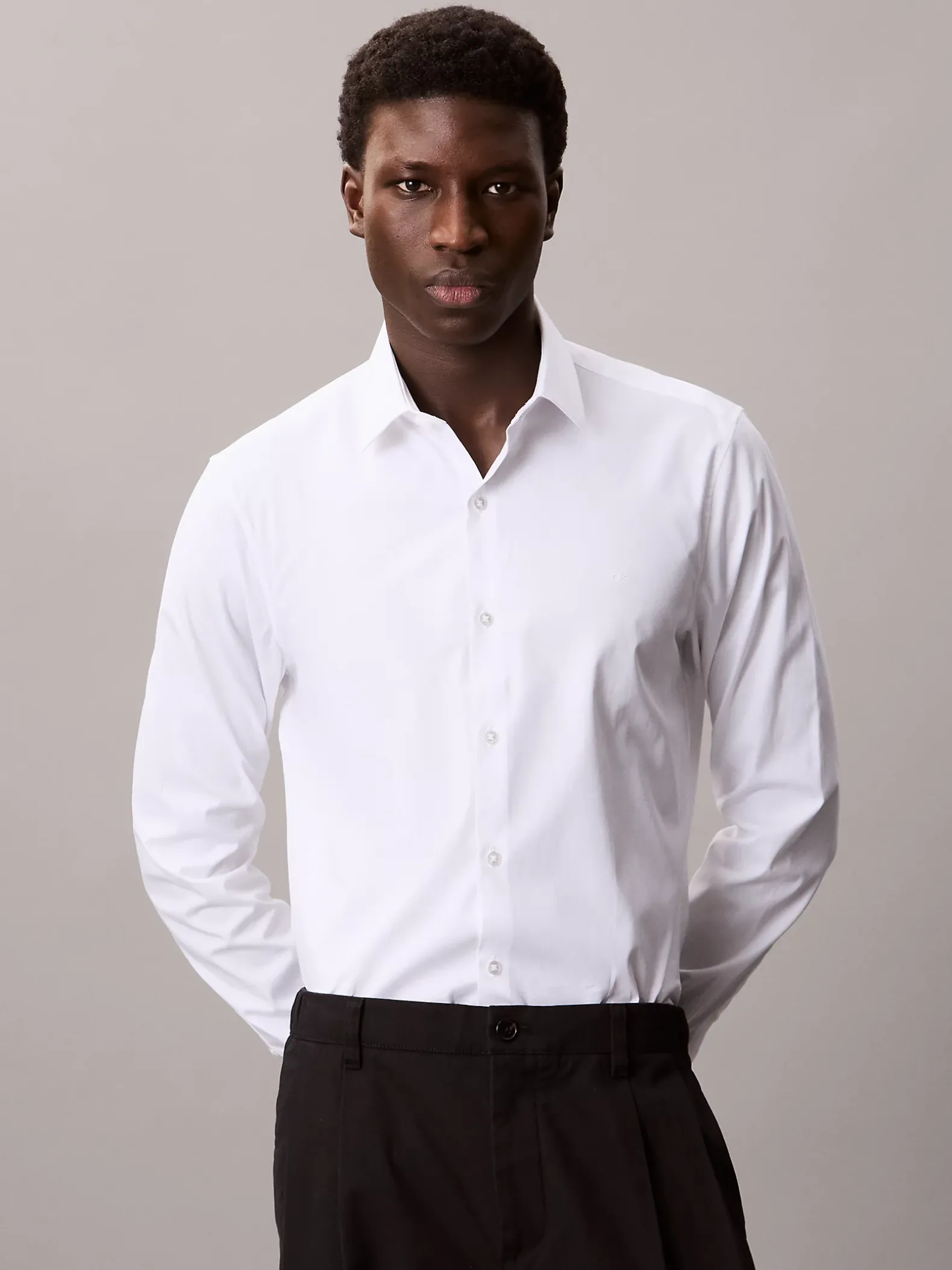 Slim fit stretch poplin overhemd