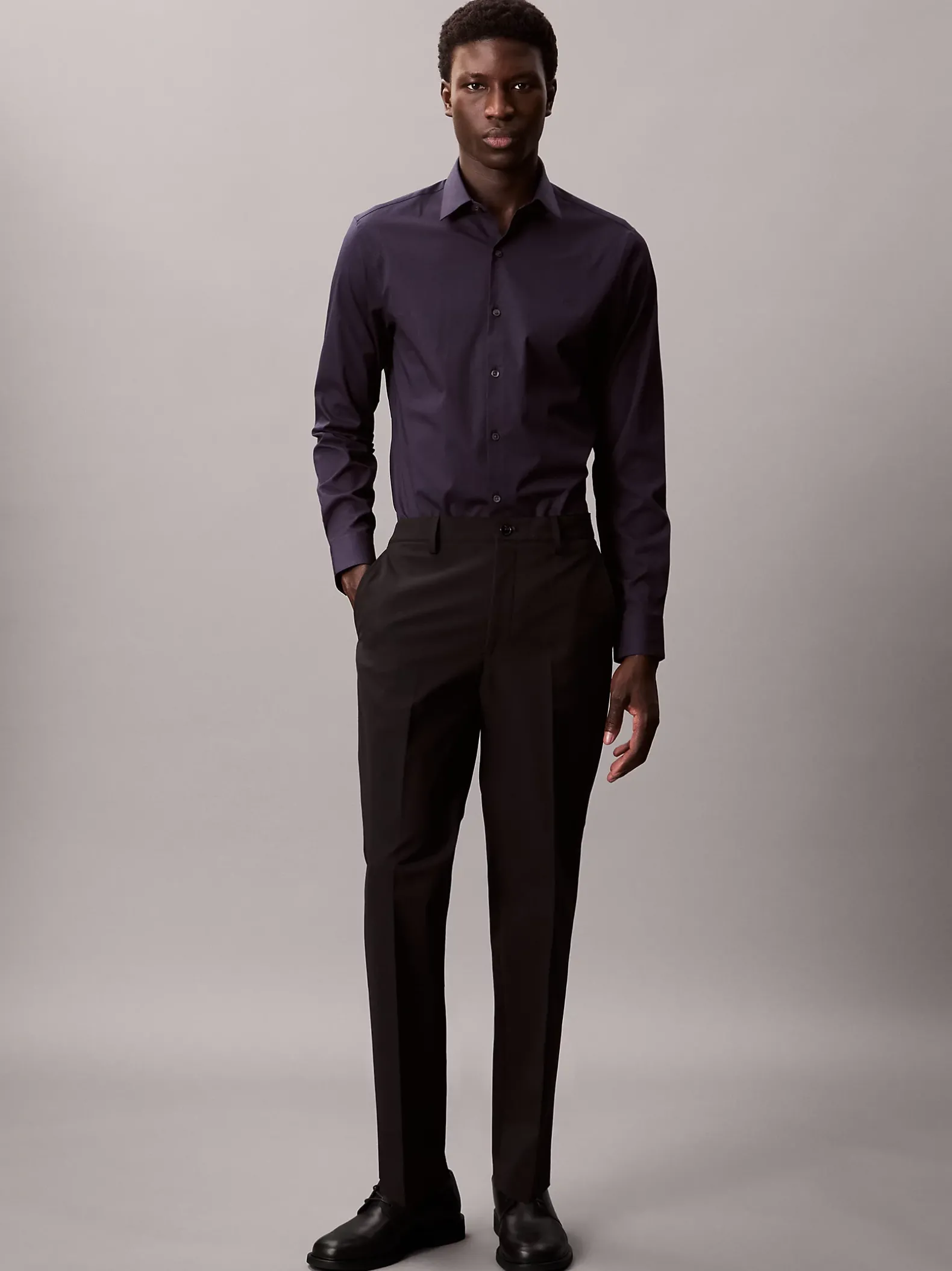 Slim fit stretch poplin overhemd