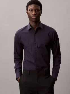 Slim fit stretch poplin overhemd