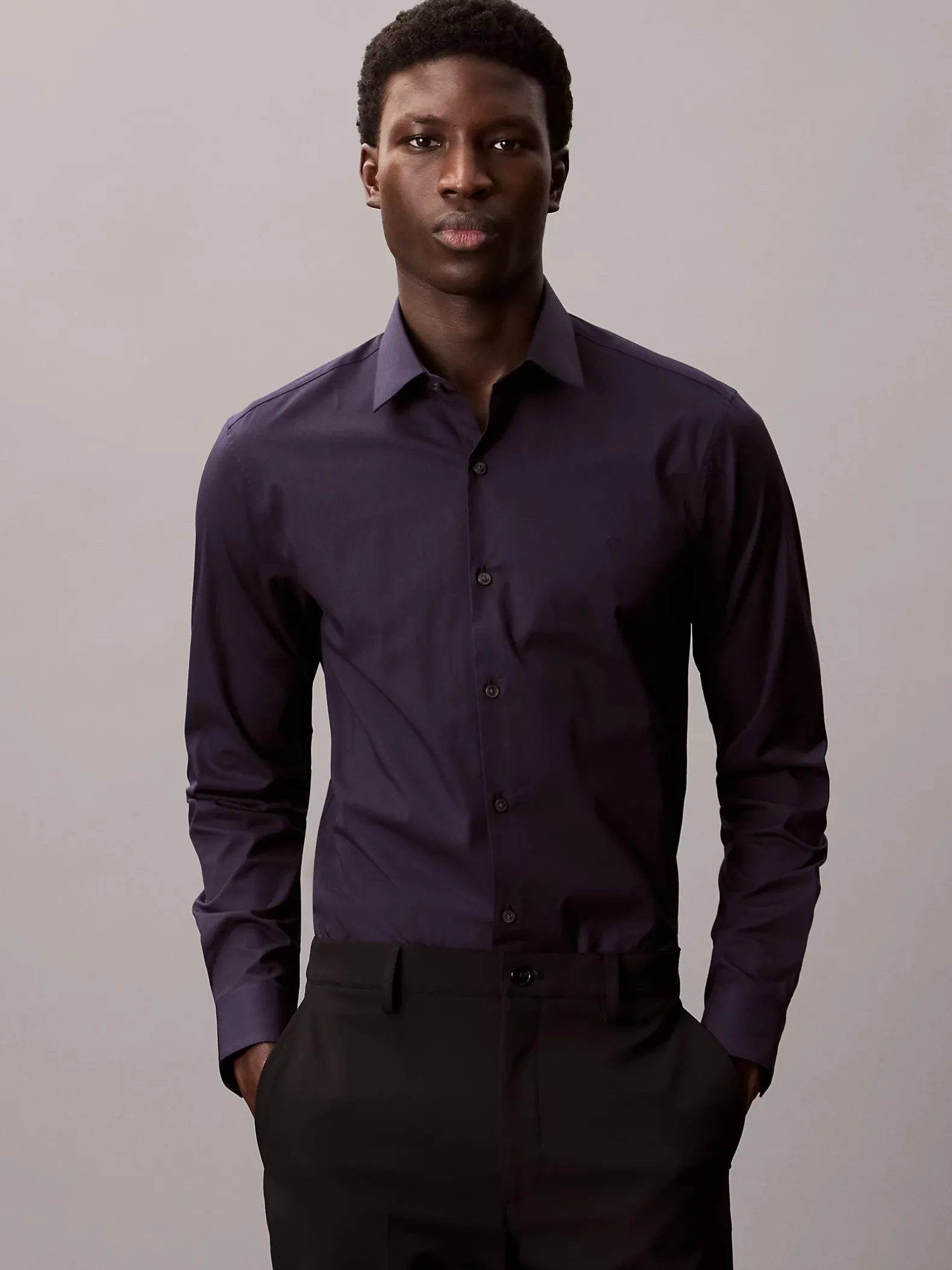 Slim fit stretch poplin overhemd