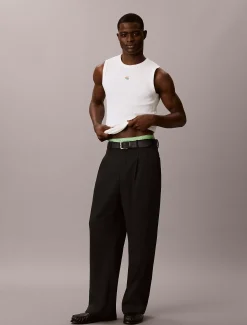 Slim geribbelde tanktop met embleem