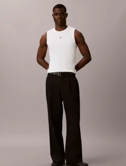Slim geribbelde tanktop met embleem