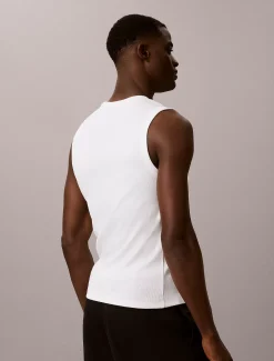Slim geribbelde tanktop met embleem