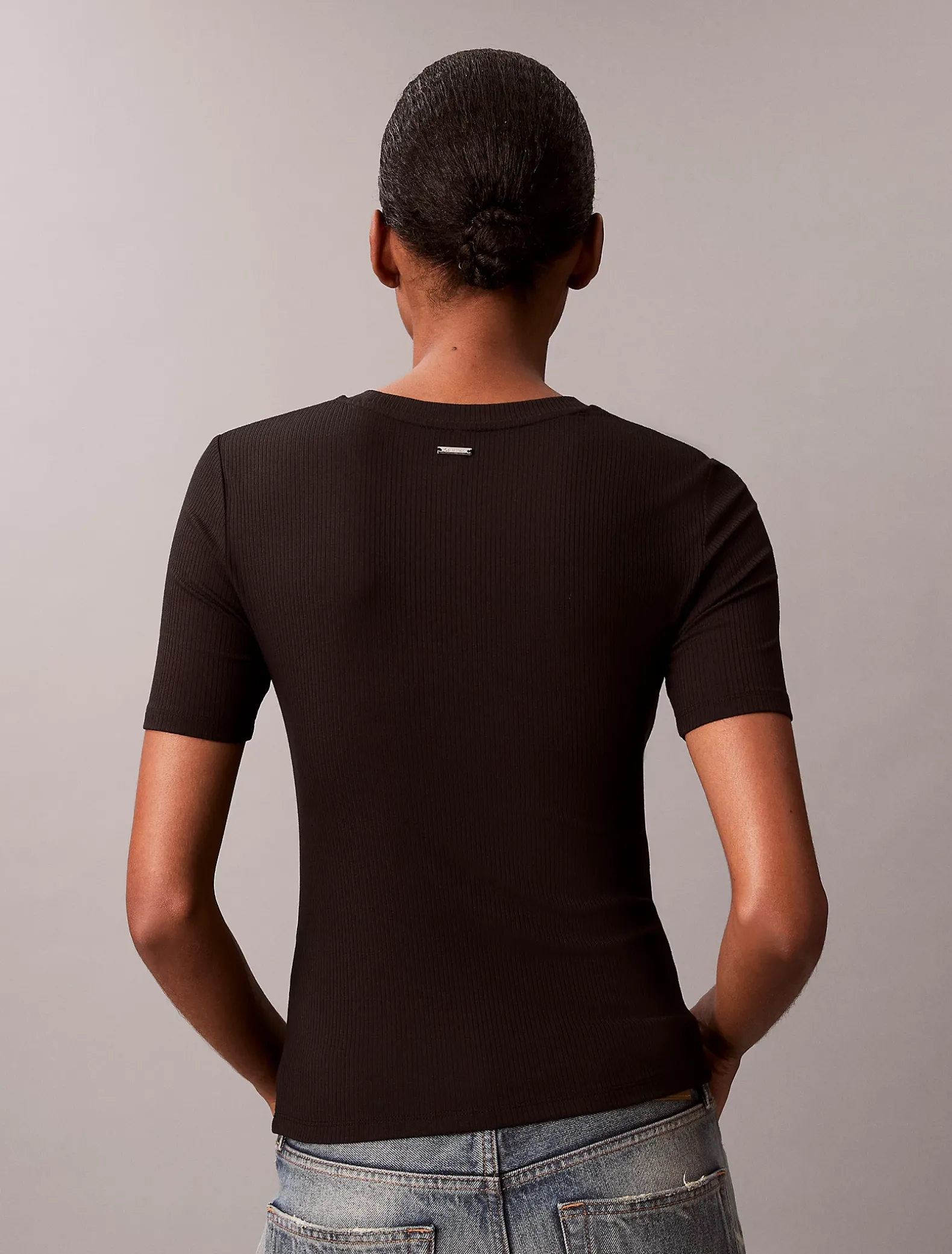 Slim geribbeld modal T-shirt