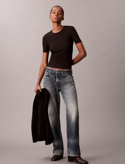 Slim geribbeld modal T-shirt