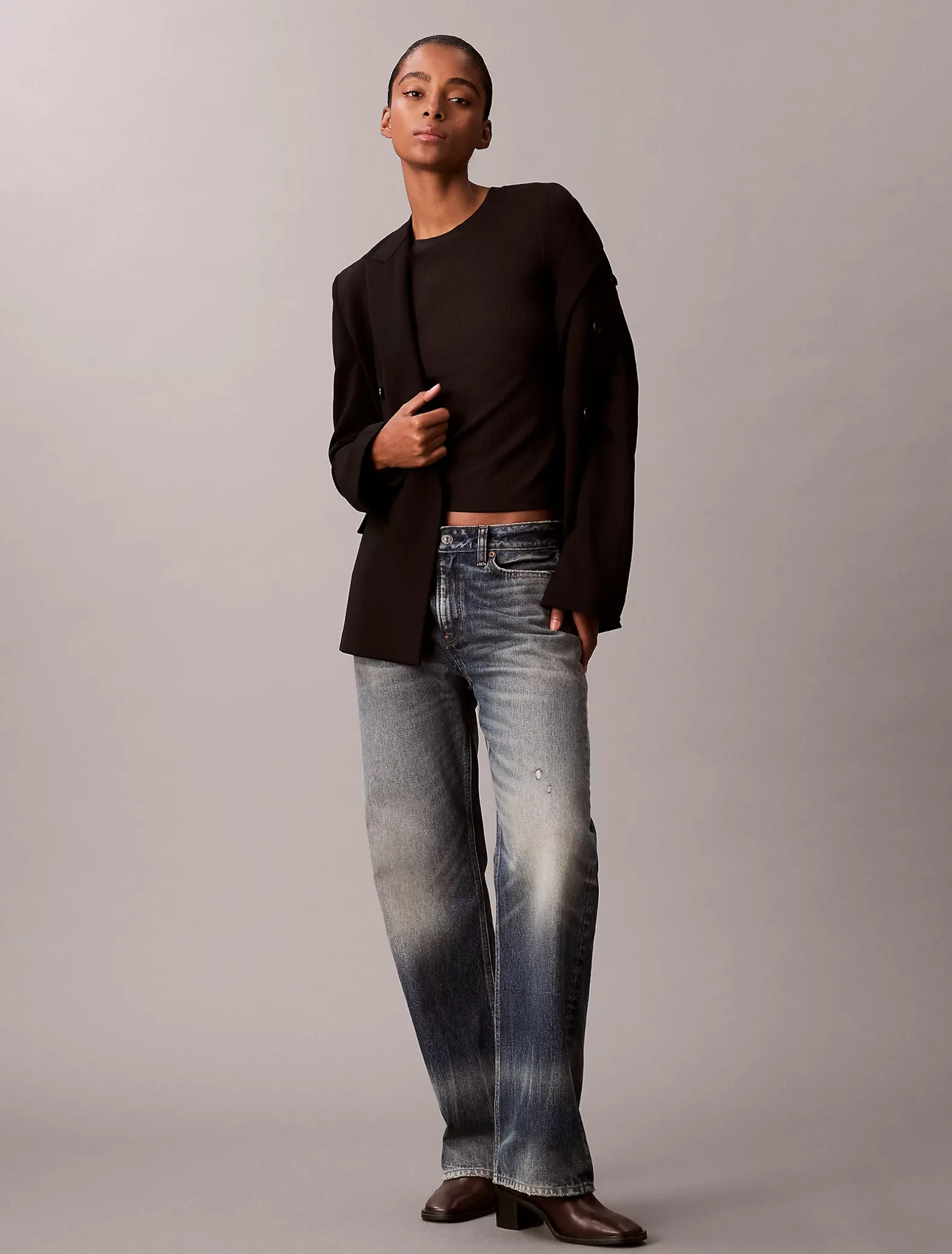 Slim geribbeld modal T-shirt