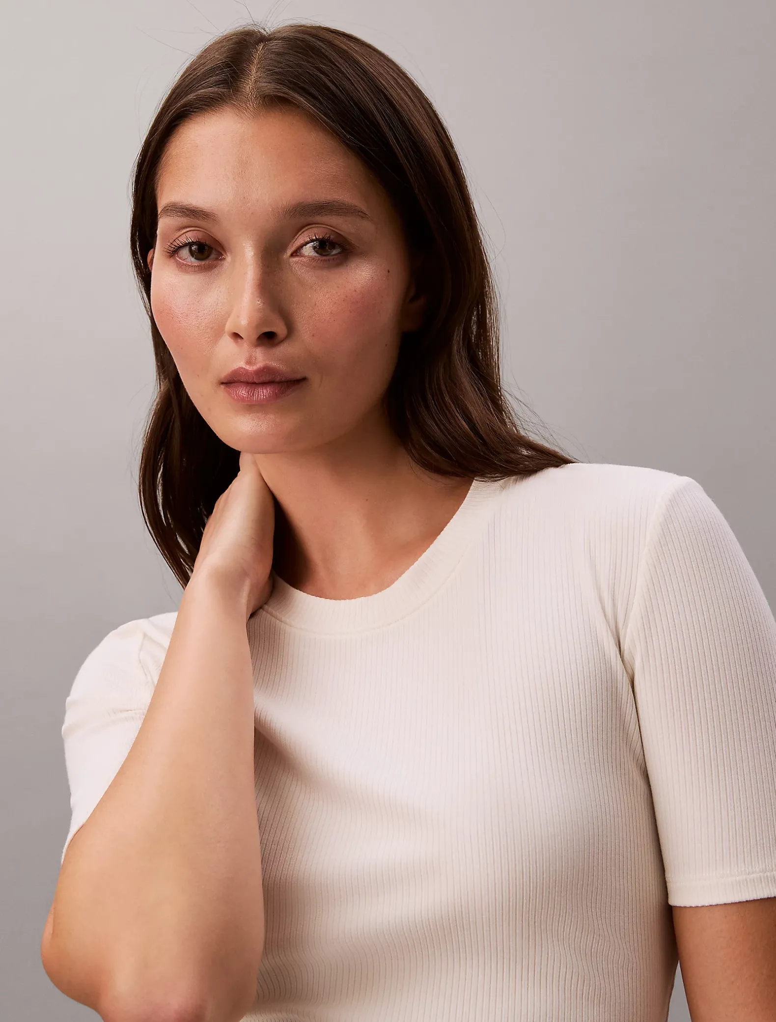 Slim geribbeld modal T-shirt