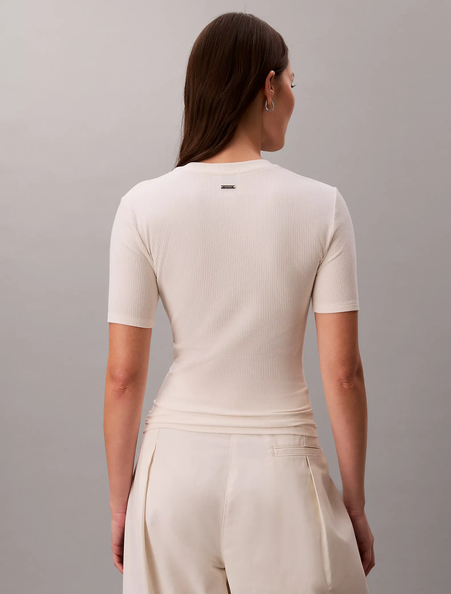 Slim geribbeld modal T-shirt