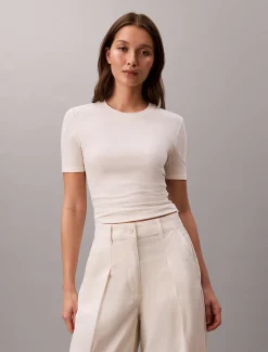 Slim geribbeld modal T-shirt