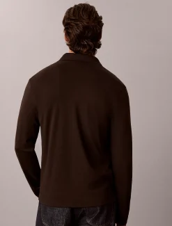 Slim katoenen polo met lange mouwen