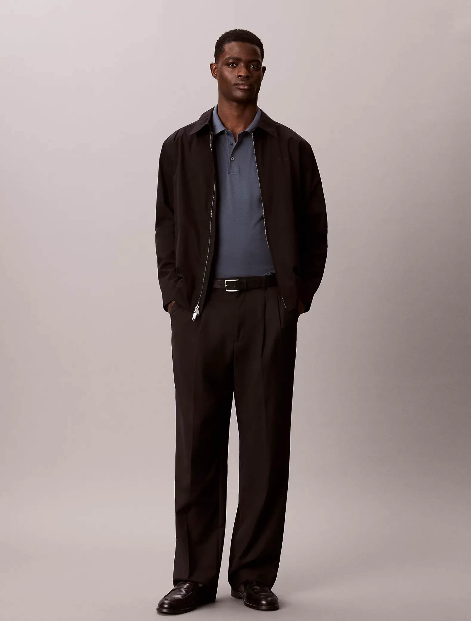 Slim katoenen polo met lange mouwen