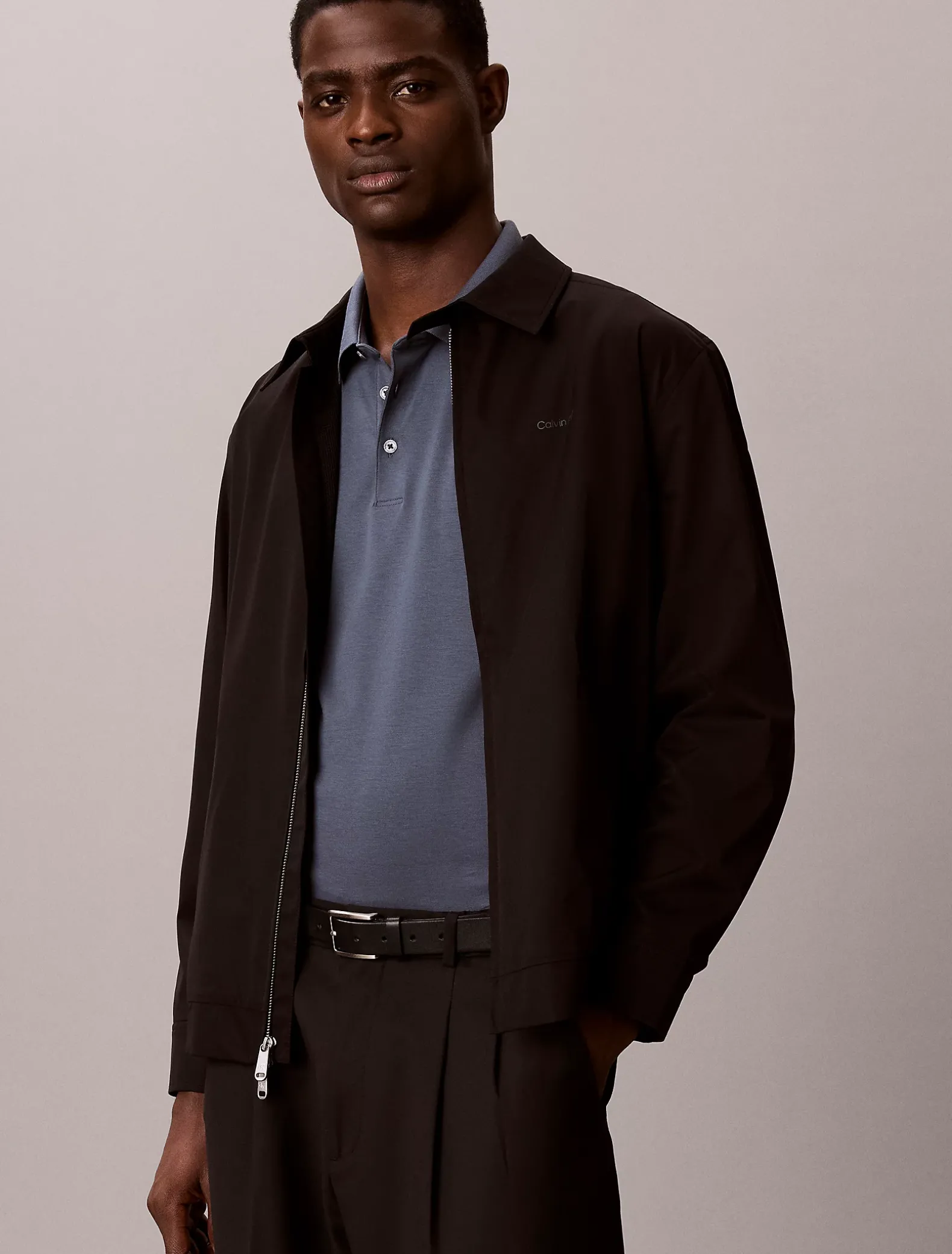 Slim katoenen polo met lange mouwen