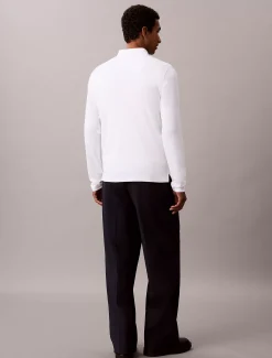 Slim katoenen polo met lange mouwen