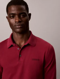Slim katoenen polo met lange mouwen