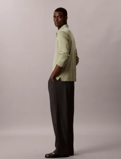 Slim katoenen polo met lange mouwen