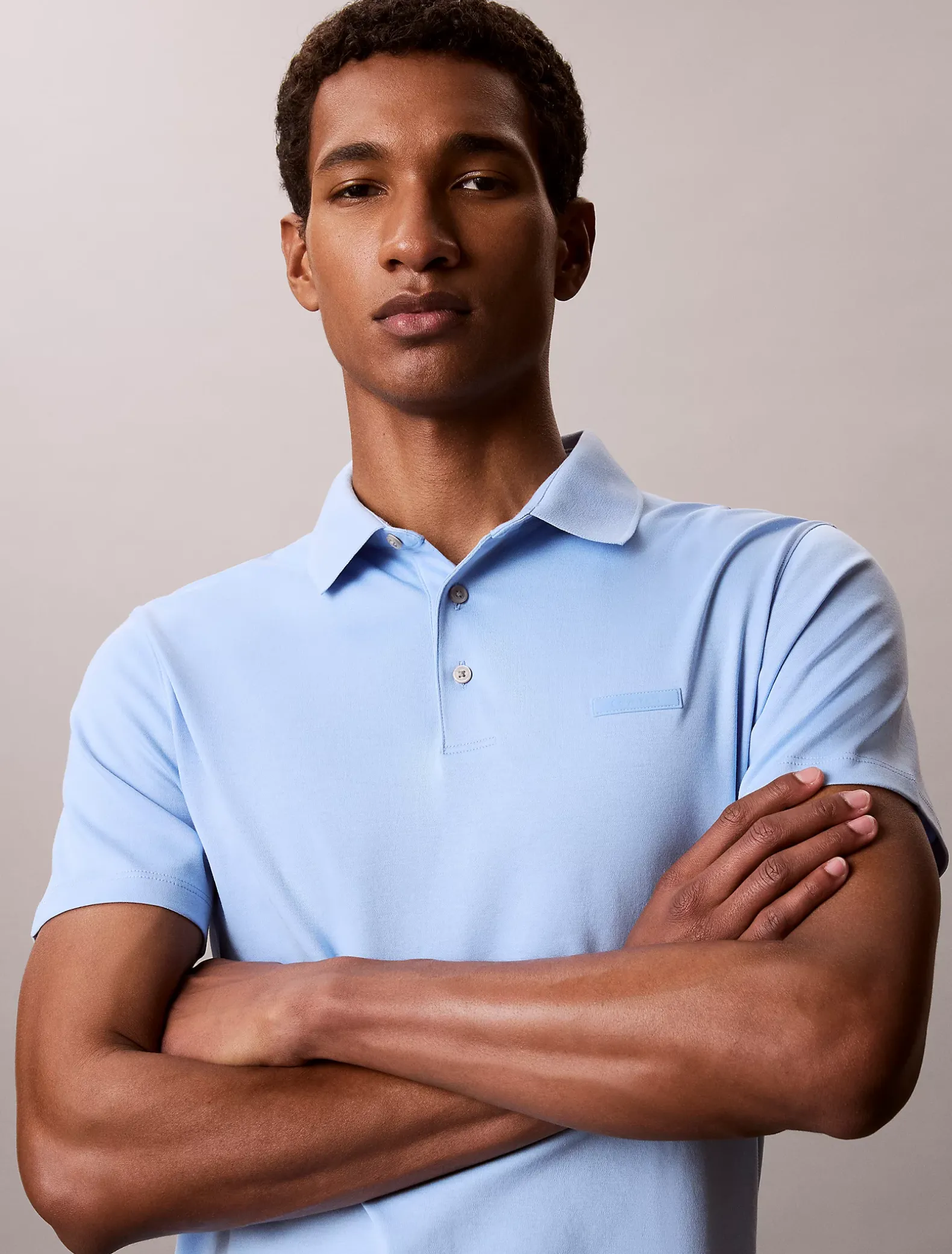 Slim polo van katoen met embleem