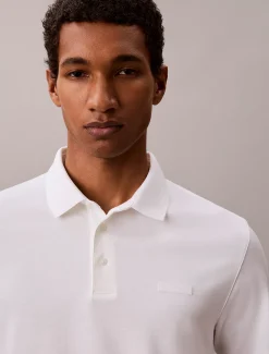 Slim polo van katoen met embleem