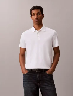 Slim polo van katoen met embleem