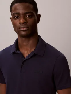 Slim polo van katoen met embleem