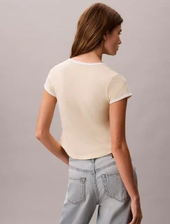 Slim ringer T-shirt van stretchkatoen
