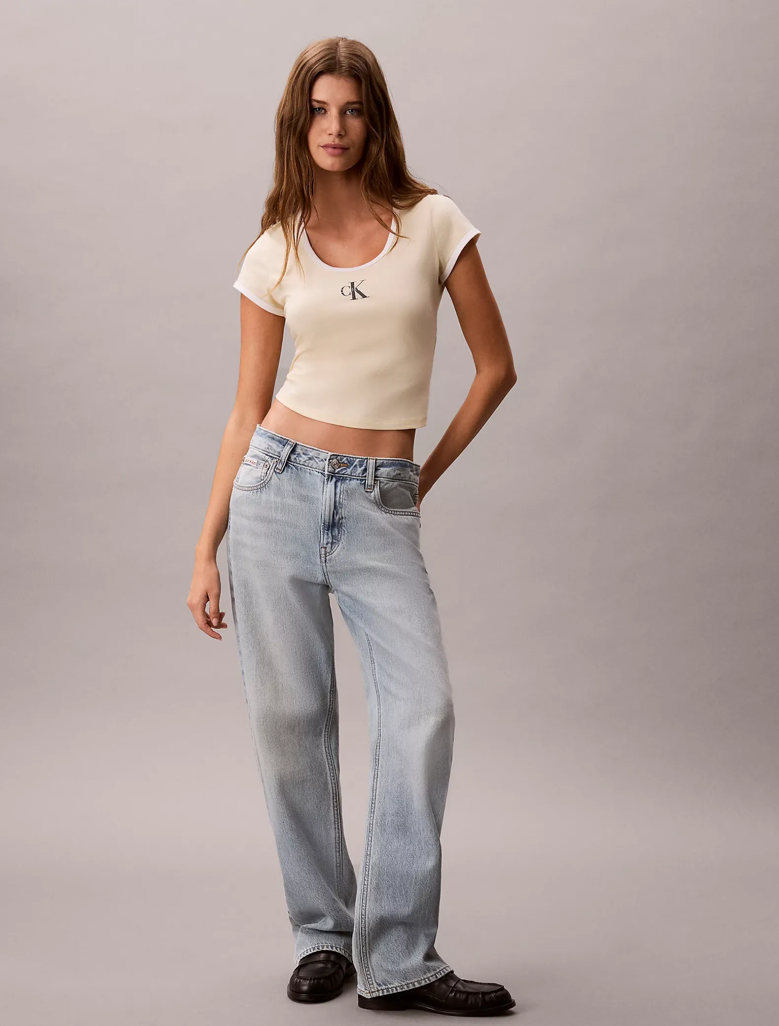 Slim ringer T-shirt van stretchkatoen