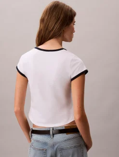 Slim ringer T-shirt van stretchkatoen