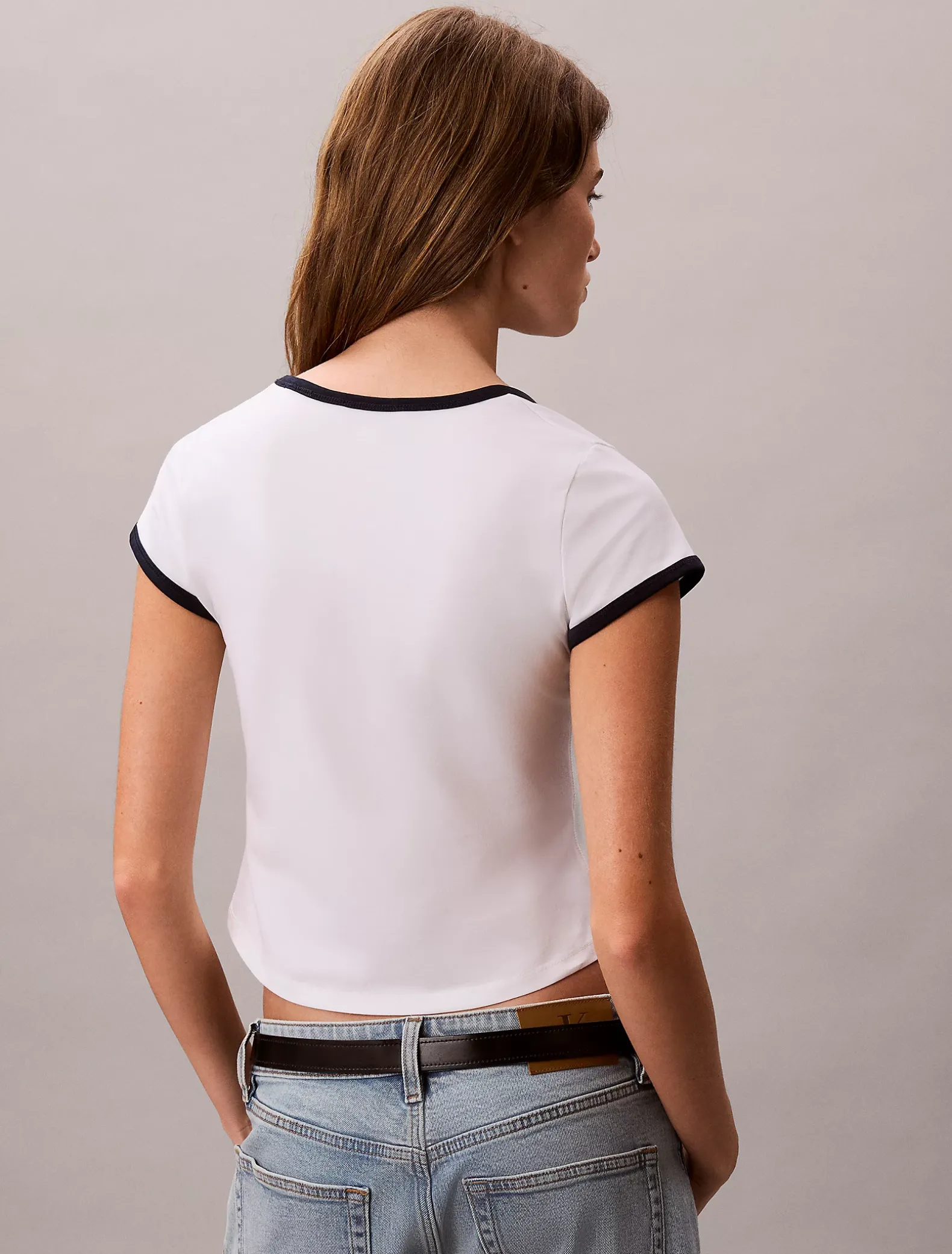 Slim ringer T-shirt van stretchkatoen