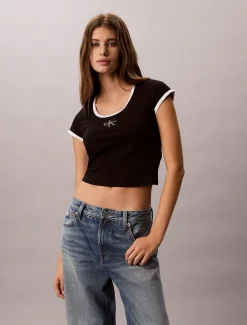 Slim ringer T-shirt van stretchkatoen