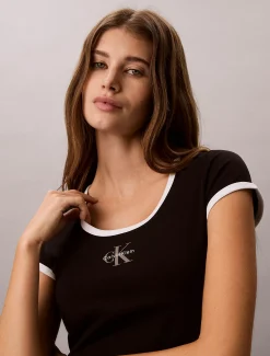 Slim ringer T-shirt van stretchkatoen