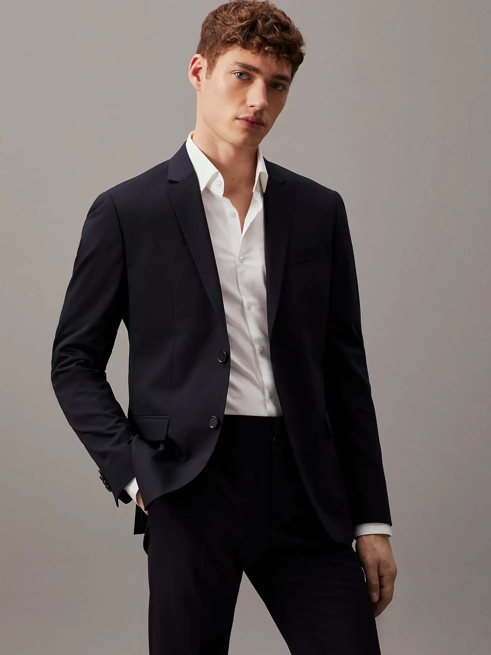 Slim single-breasted wol stretch colbert