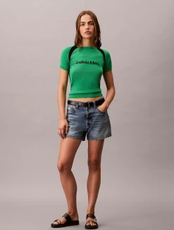 Slim T-shirt met contrasterend grafisch logo