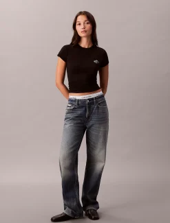 Slim T-shirt met grafisch cocktail logo