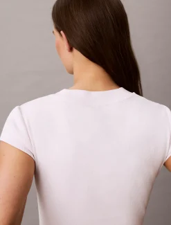 Slim T-shirt met logo van ribkatoen