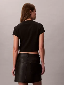 Slim T-shirt met logo van ribkatoen
