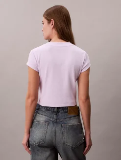 Slim T-shirt met logo van ribkatoen