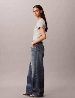 Slim T-shirt met logo van ribkatoen