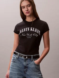 Slim T-shirt met varsity-logo