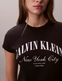 Slim T-shirt met varsity-logo