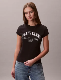 Slim T-shirt met varsity-logo